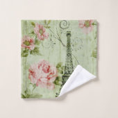 lentemunt roze florale paris eiffeltoren bad handdoek (Wasdoekje)