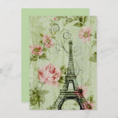lentemunt roze florale paris eiffeltoren bedankkaart (Voorkant / Achterkant)