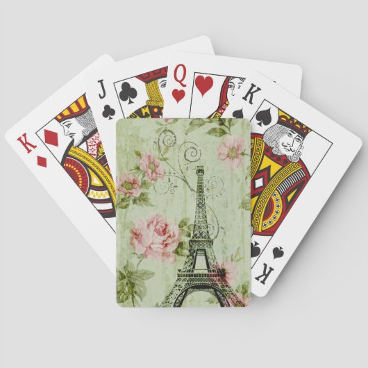  lentemunt roze florale paris eiffeltoren pokerkaarten (Achterkant)
