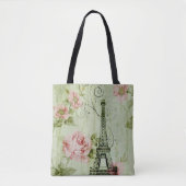  lentemunt roze florale paris eiffeltoren tote bag (Voorkant)