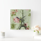  lentemunt roze florale paris eiffeltoren vierkante klok (Huis)