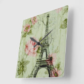  lentemunt roze florale paris eiffeltoren vierkante klok (Hoek)