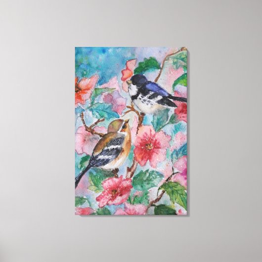 Lentemus Sparrows Schilderij Canvas Print (Voorkant)
