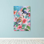 Lentemus Sparrows Schilderij Canvas Print (Insitu (Houten vloer))