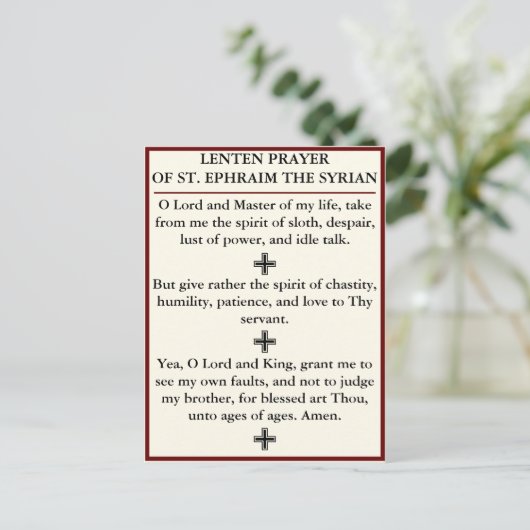 Lenten Prayer of St. Ephraim de Syrische kaart (Staand voorkant)