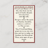 Lenten Prayer of St. Ephraim de Syrische minikaart Visitekaartje (Voorkant)