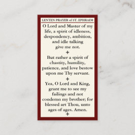 Lenten Prayer of St. Ephraim the Syrian mini card Visitekaartje