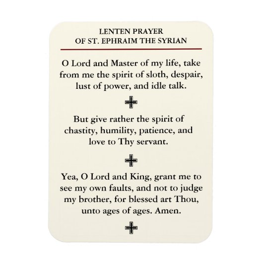 Lenten Prayer van St. Ephraim de Syrische Magneet (Verticaal)