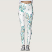 lentenblauwe Floral Leggings (Voorkant)
