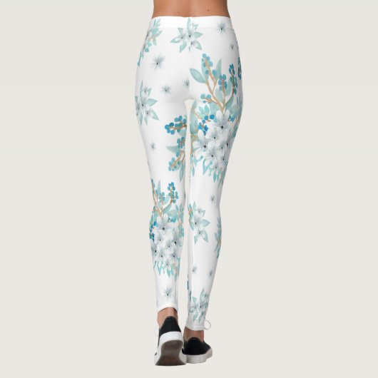 lentenblauwe Floral Leggings (Achterkant)