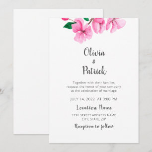 Lententuin. Roze kersbloesem. Modern Wedding Kaart
