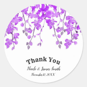 Lentepaarse Orchidee Takken Bloemige Trouwgunst Ronde Sticker