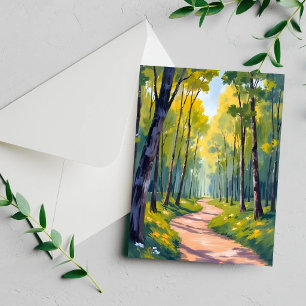 Lentepad Groene Bos Aquarel Natuurkaart