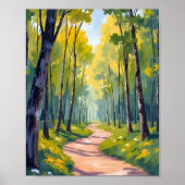 Lentepad | Groene Bos Waterverf Natuur Poster (Voorkant)