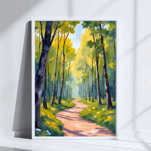 Lentepad | Groene Bos Waterverf Natuur Poster