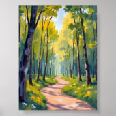 Lentepad | Waterverf Natuur Groen Bos Poster (Voorkant)