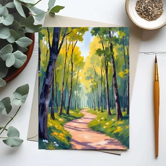 Lentepad | Waterverf Natuur Groen Woud Briefkaart