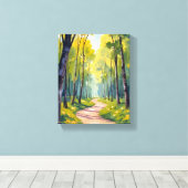 Lentepad | Waterverf Natuur Groen Woud Canvas Afdruk (Insitu (Houten vloer))