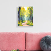 Lentepad | Waterverf Natuur Groen Woud Canvas Afdruk (Insitu (Woonkamer))