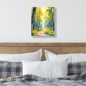 Lentepad | Waterverf Natuur Groen Woud Canvas Afdruk (Insitu (Slaapkamer))