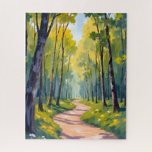 Lentepad | Waterverf Natuur Groen Woud Legpuzzel (Verticaal)