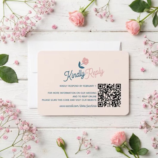 Lentepastel Bloemblaadjes Reactiekaart RSVP Kaartje