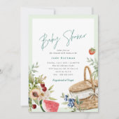 lentepicknick | Neutraal groen Baby shower brunch Kaart (Voorkant)