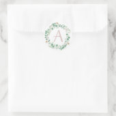 Lentepioenkrans met aanpasbare letter ronde sticker (Tas)