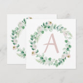 Lentepioenkrans met letter aanpasbaar aankondiging (Voorkant / Achterkant)