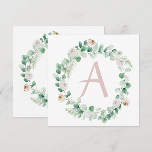 Lentepioenkrans met letter aanpasbaar aankondiging (Voorkant / Achterkant)