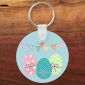 Lentepoeder blauw paaseieren sleutelhanger (Voorkant)