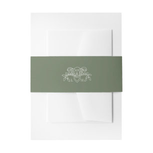 Lentere fleur de lis stijl salie groene witte trou uitnodigingen wikkel