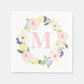Lentere Wreath Monogram Huwelijksservetten Servet (Voorkant)