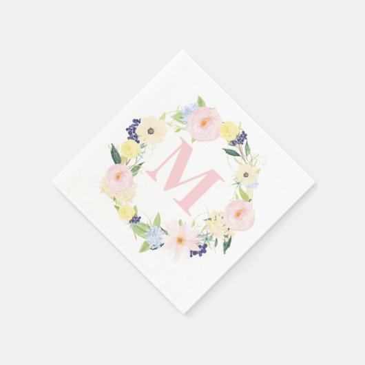 Lentere Wreath Monogram Huwelijksservetten Servet (Hoek)
