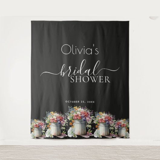 Lenteregen Bloemen Vaas Bruids Bruiloft Wandkleed (Voorkant)