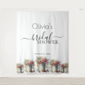 Lenteregen Bloemen Vaas Bruids Bruiloft Wandkleed (Voorkant)