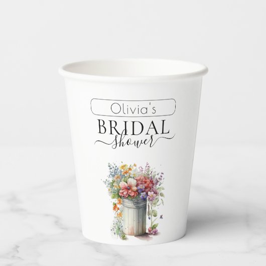 Lenteregen Bloemen Vaas Bruidsdouche Papieren Bekers (Achterkant)