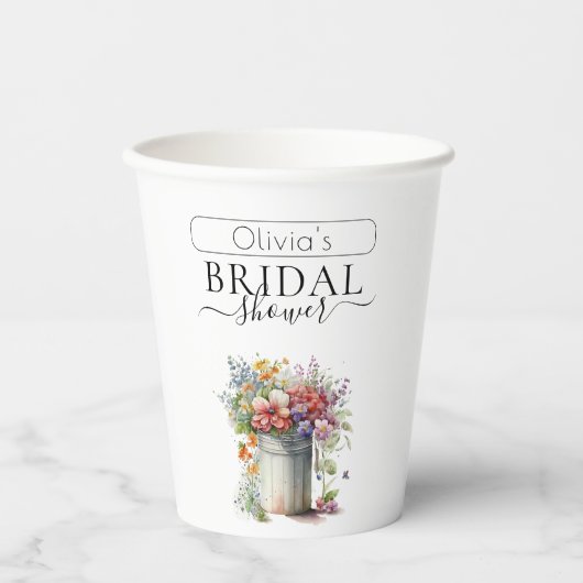 Lenteregen Bloemen Vaas Bruidsdouche Papieren Bekers (Voorkant)