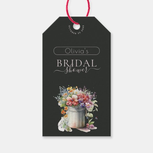 Lenteregen Bloemenvaas Bruidsdouche Cadeaulabel (Voorkant)