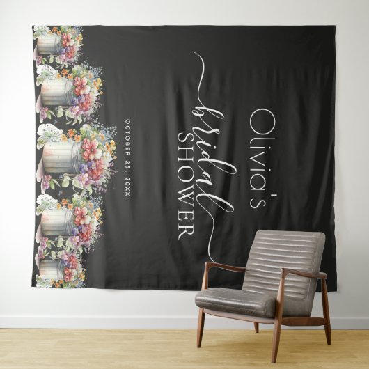 Lenteregen Romantische Lente Bloemen Vaas Bruidsme Wandkleed (In Situ (horizontaal))