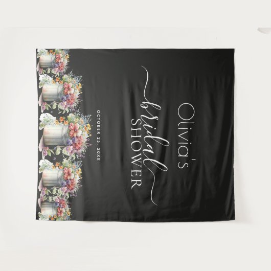 Lenteregen Romantische Lente Bloemen Vaas Bruidsme Wandkleed (Voorkant (horizontaal))