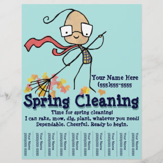 Lentereinigingsactie. Tuinonderhoud reclamefolder Flyer