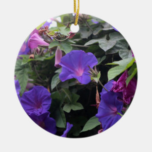 Lenteroemglories in het blauw keramisch ornament