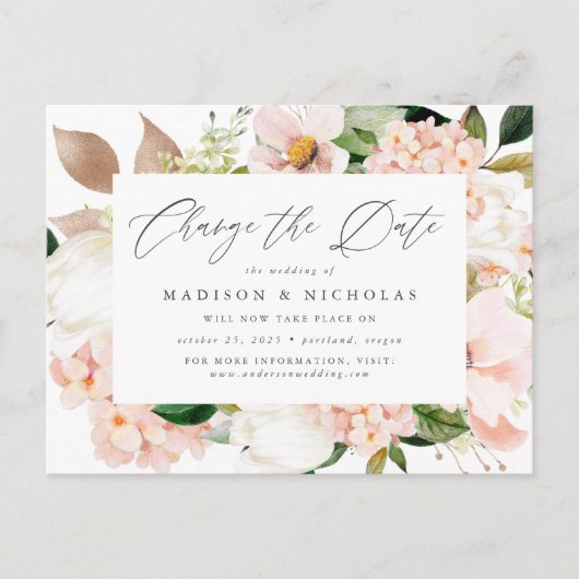 Lenteroze bloemen Datum wijziging Aankondigingskaart (Voorkant)