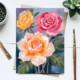 Lenterozen | Bloemenschildering in waterverf Bloem Briefkaart