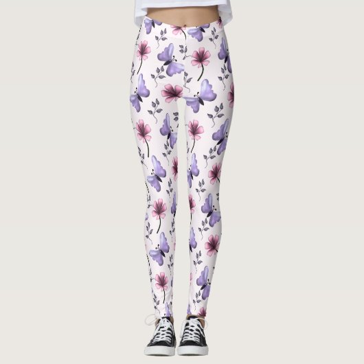 Lentervlinder Bloemengeschenk   Leggings (Voorkant)