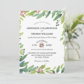 lentes botanische dubbelroze bruiloft kaart (Staand voorkant)