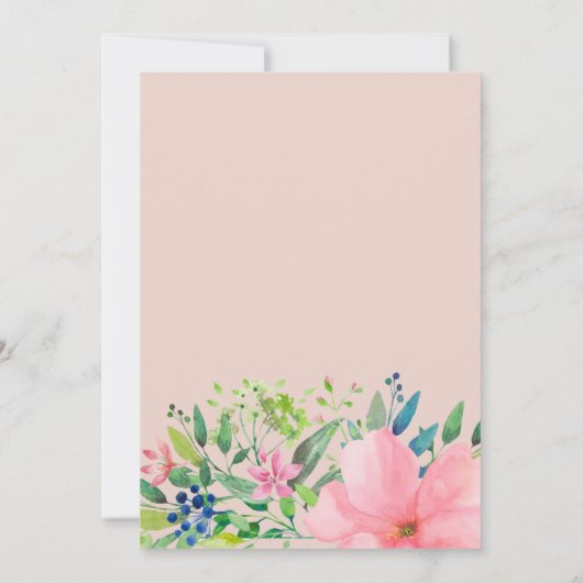  lentes botanische dubbelroze bruiloft kaart (Achterkant)