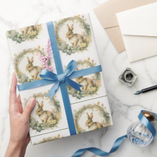 lentes Bunny in Wreath Cadeaupapier