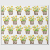  lentesaffodils Floral Basket Cadeaupapier (Vlak)